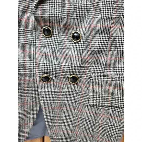 Vintage Mens Burberry Double Breasted Blazer Gray 100% Wool Plaid Lined Notch 42 - Picture 3 of 10